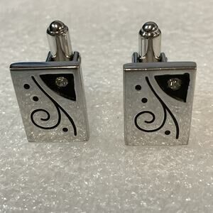 Vintage Kickok Cuff Links Silver Tone Rectangle Designer GnuFashion